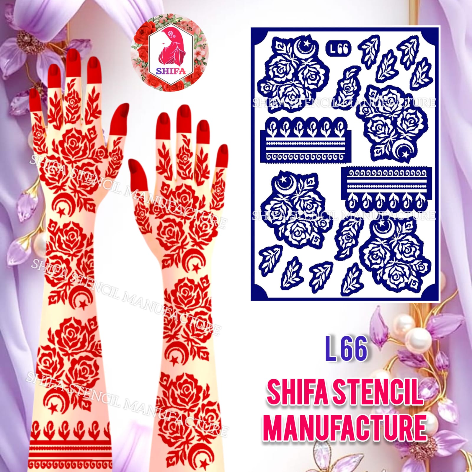 L 66 Celestial Garden - Sticker overview - Shifa Stencil Manufacturer